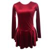 Ice Figure Skating Dress Girls Classic Velvet Open Back Skirt Training Dance Dress Competition Wine Red