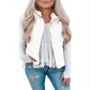 Women's Casual Sherpa Fleece Fuzzy Vest Jacket Sleeveless Zip Up Lined Stand Collar Lightweight Warm Waistcoat with Pockets White L view 1