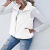Women's Casual Sherpa Fleece Fuzzy Vest Jacket Sleeveless Zip Up Lined Stand Collar Lightweight Warm Waistcoat with Pockets White L view 2