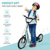 Aosom Youth Scooter, Teens Kick Scooter, Adjustable Handlebar Ride On Toy for 5+ with 16" Front and 12" Rear Dual Brakes Inflatable Wheels, Blue view 3