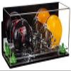 Better Display Cases Acrylic Double Mini - Miniature (not Full Size) Football Helmet or Mini Goalie Mask Display Case with Mirror Case, Green Risers, Wall Mount and Black Base (A019/V46) view 1