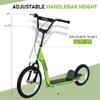 Aosom Youth Scooter Kick Scooter for Kids 5+ with Adjustable Handlebar 16" Front and 12" Rear Dual Brakes Inflatable Wheels, Green view 4