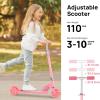 TENBOOM Scooter Toys for Kids Ages 6-12/3-5, Max Load 220 LBS, Foldable Lightweight Kick Scooter with Light Up Wheels, Kickstand, 3 Adjustable Levels, Rear Brake, Pink view 2