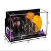 Better Display Cases Acrylic Double Mini - Miniature (not Full Size) Football Helmet or Mini Goalie Mask Display Case with Mirror Case, Purple Risers, Wall Mount and Black Base (A019/V46) view 2