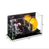Better Display Cases Acrylic Double Mini - Miniature (not Full Size) Football Helmet or Mini Goalie Mask Display Case with Mirror Case, Green Risers and Black Base (A019/V46) view 2