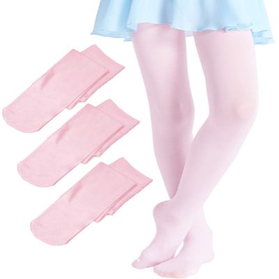 Daydance 90 Denier Pink Women Dance Tights Opaque Footed Ballet Leggings 3 Pairs