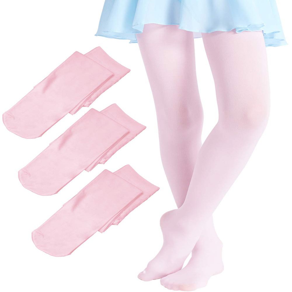 Daydance 90 Denier Pink Women Dance Tights Opaque Footed Ballet Leggings 3 Pairs