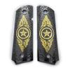 1911 Texas Star Black Gold Full Size Government Metal Grips (Compatible with Colt) with Screws Included. view 1