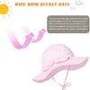 Baby Girl Sun Hat Infant Summer Beach Hats with UPF 50+ Toddler with Wide Brim Strap Outdoor Bucket Hat Pink view 3