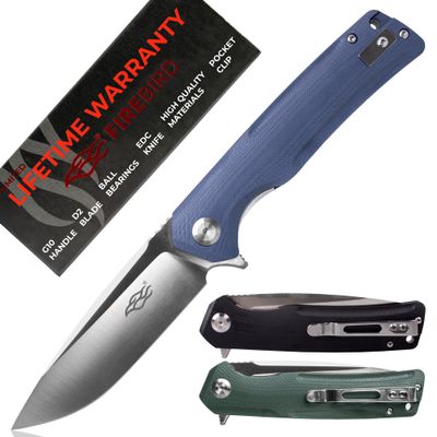 Firebird GANZO FH91-GY Ball Bearing Pocket Folding Knife D2 Steel Blade Ergonomic G10 Anti-Slip Handle with Clip Camping Fishing Hunting Outdoor Flipper EDC Pocket Knife (Gray)