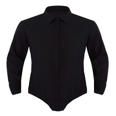 Hularka Mens One-Piece Turn-Down Collar Buttons Long Sleeves Shirts Top Bodysuit Jumpsuit Underwear Black Large