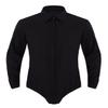 Hularka Mens One-Piece Turn-Down Collar Buttons Long Sleeves Shirts Top Bodysuit Jumpsuit Underwear Black Large view 1