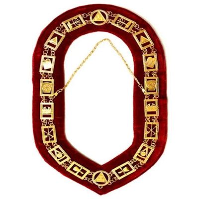 Royal Arch - Masonic Chain Collar - Gold/Silver On Red + Free Case (Gold)