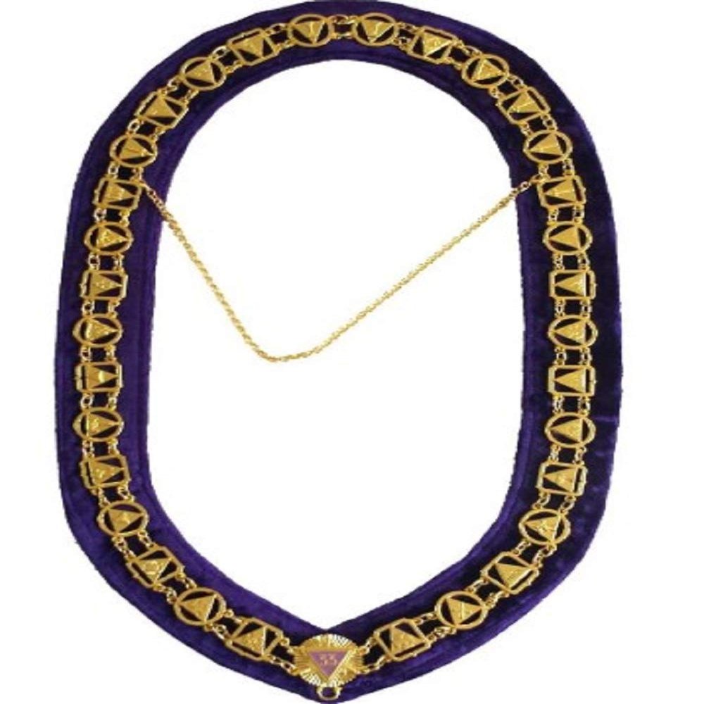 33rd Degree - Masonic Regalia Chain Collar - Gold/Silver on Purple + Free Case (Gold)