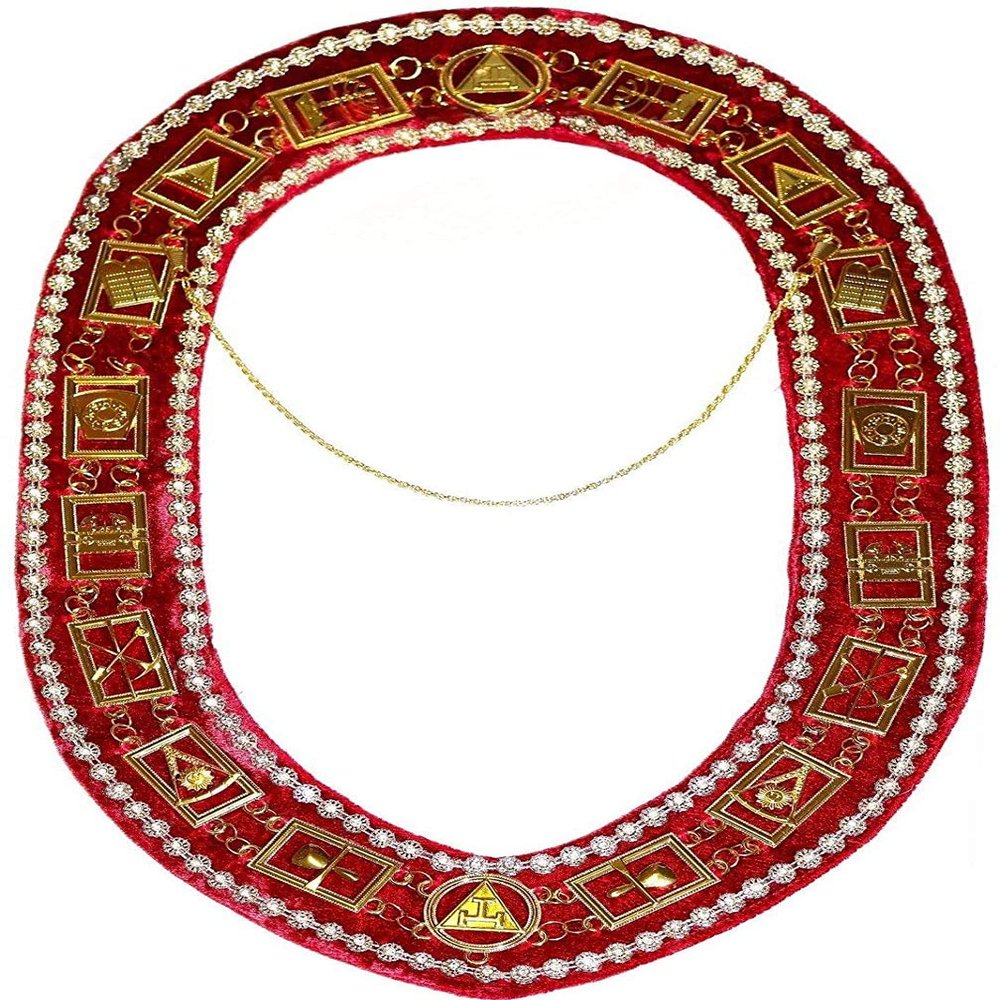 Chain Collar with Rhinestones - Gold/Silver on Red Velvet + Free Case (Gold)