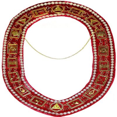 Chain Collar with Rhinestones - Gold/Silver on Red Velvet + Free Case (Silver)