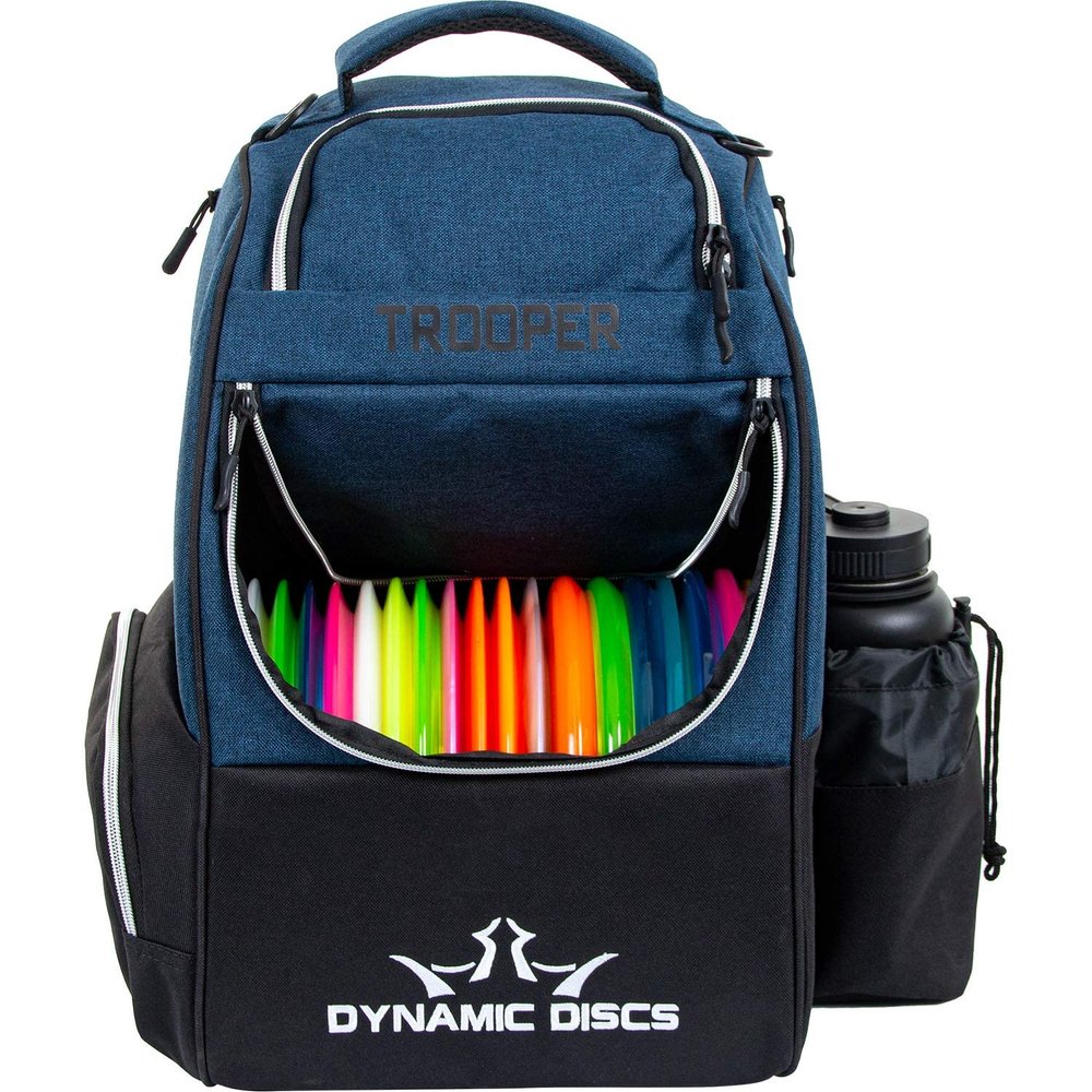 Dynamic Discs Trooper Disc Golf Backpack - Frisbee Golf Discs Bag for Beginners - 18+ Disc Capacity - Ideal Gifts & Accessories for Men - Lightweight & Durable w/Water Bottle Holder (Midnight Blue)