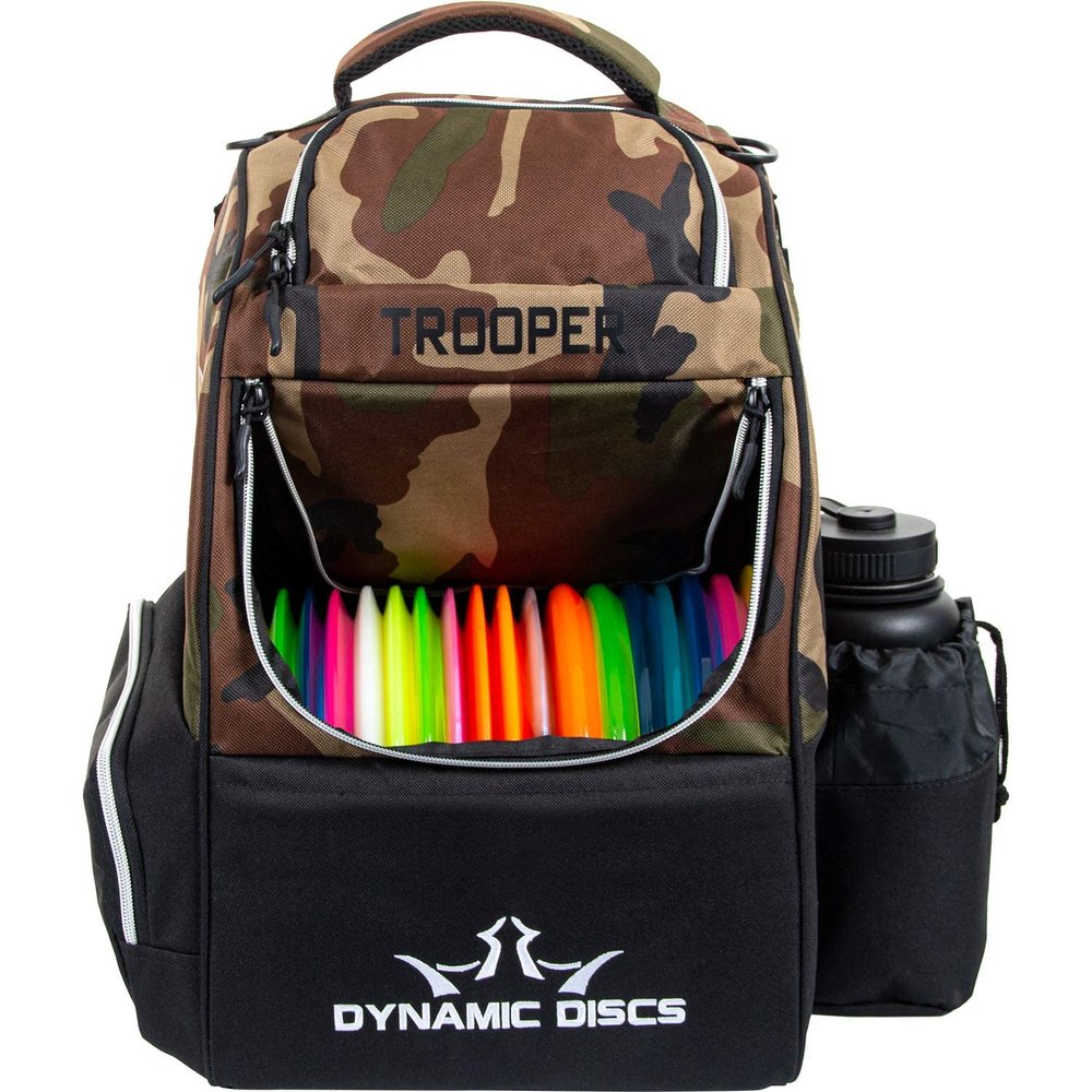 Dynamic Discs Trooper Starter Disc Golf Backpack - Ideal Frisbee Bags with 18+ Discs Capacity - Disc Golf Gifts for Men - Backpacks Accessories - Lightweight & Durable (Woodland Camouflage)
