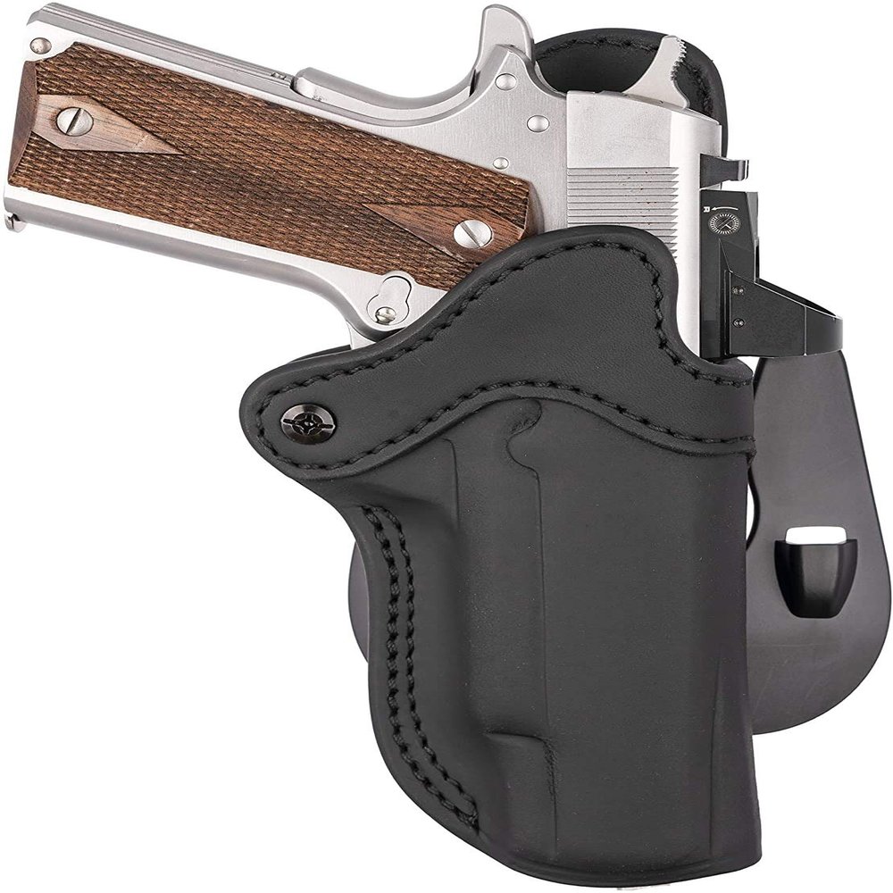 1791 GUNLEATHER 1911 Paddle Holster - Optic Ready OWB CCW Leather Gun Holster for Belts - Right Handed - Fits 1911 Models with 4" and 5" Barrels