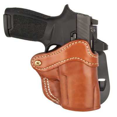 1791 GUNLEATHER P320c Paddle Holster - Optic Ready OWB CCW Leather Holster for Belts - Right Handed - HK VP9sk, P2000, 45c, SIG P229c and Most compacts w. Rails