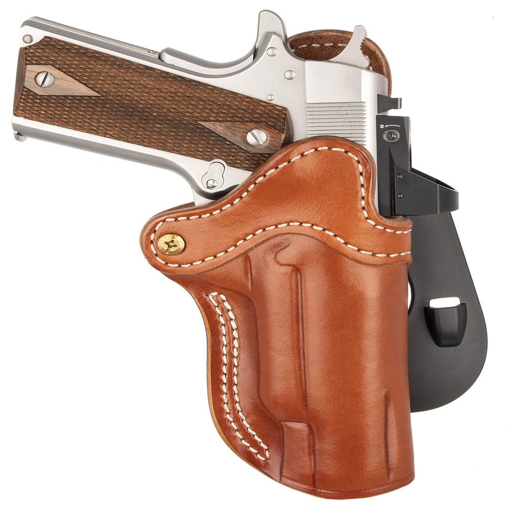 1791 GUNLEATHER 1911 Paddle Holster - Optic Ready OWB CCW Leather Gun Holster for Belts - Right Handed - Fits 1911 Models with 4" and 5" Barrels