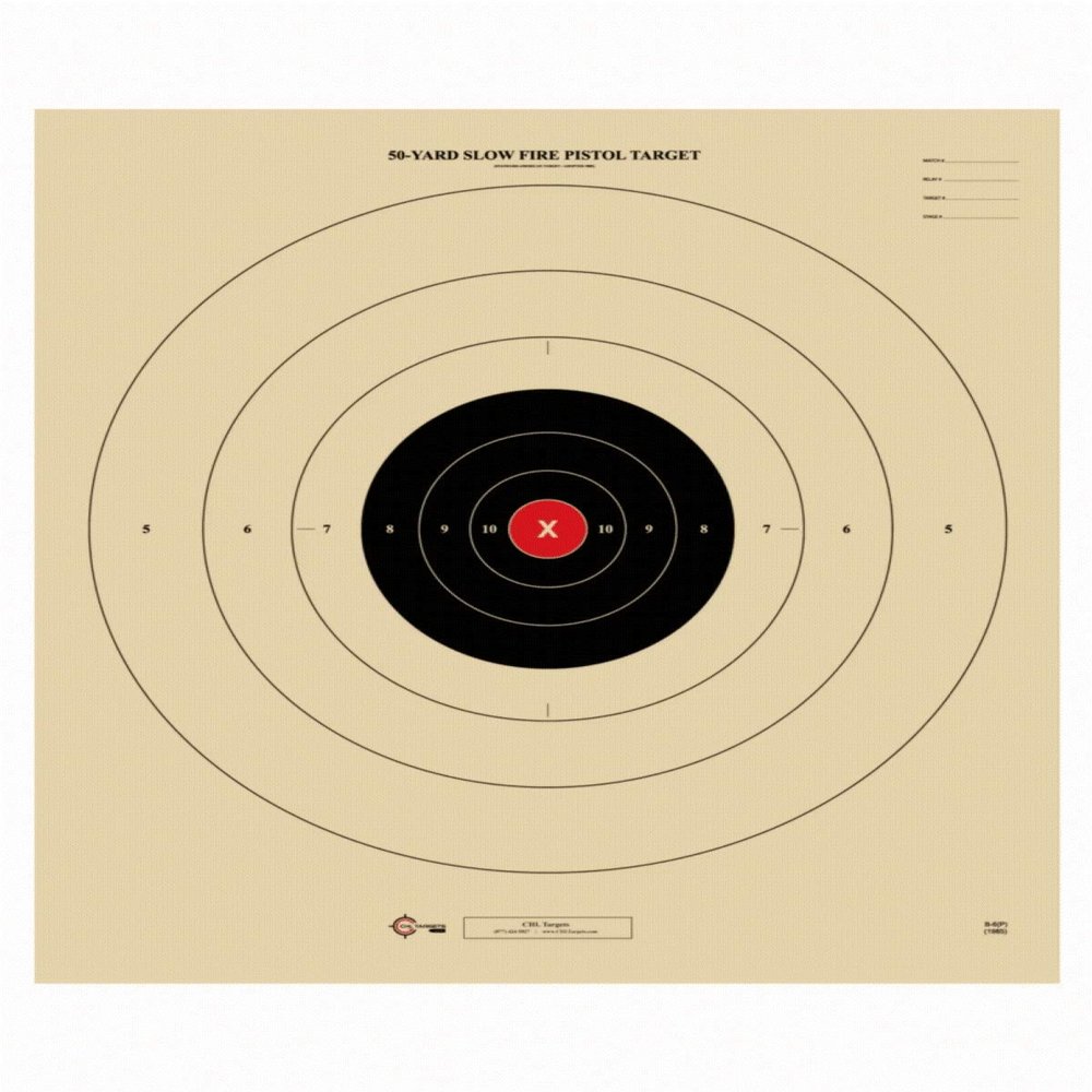 50 Yard Slow Fire, 21" x 24", Paper Shooting Target (Red Center, 100)