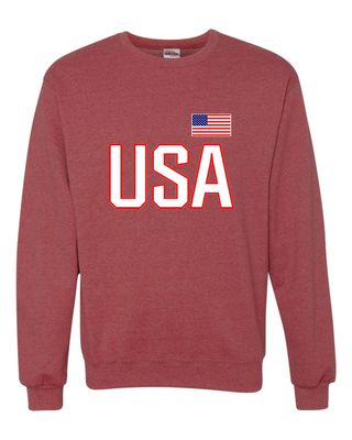 Go All Out X-Large Vintage Heather Red Mens USA National Pride Sweatshirt Crewneck