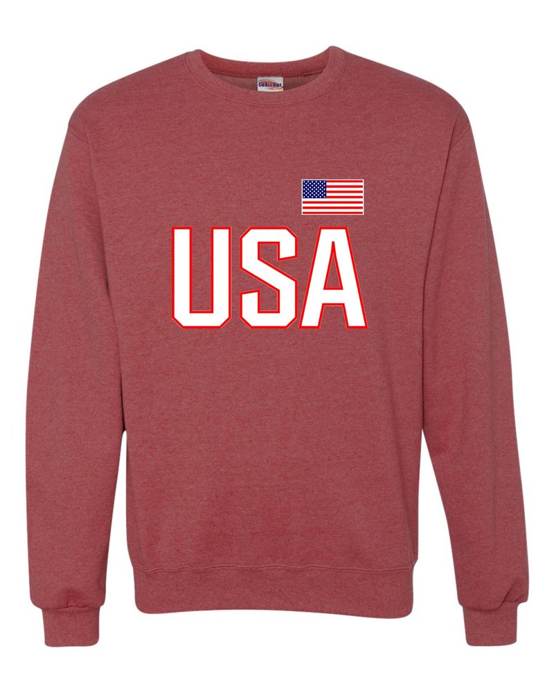 Go All Out X-Large Vintage Heather Red Mens USA National Pride Sweatshirt Crewneck