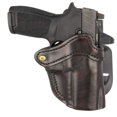 1791 GUNLEATHER P320 Paddle Holster - Optic Ready OWB CCW Leather Gun Holster for Belts - Right Handed - fits G43 Sig SP2022, P227, H&K VP40, P30L