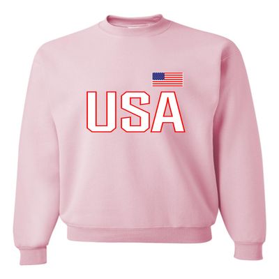 Go All Out Small Classic Pink Mens USA National Pride Sweatshirt Crewneck