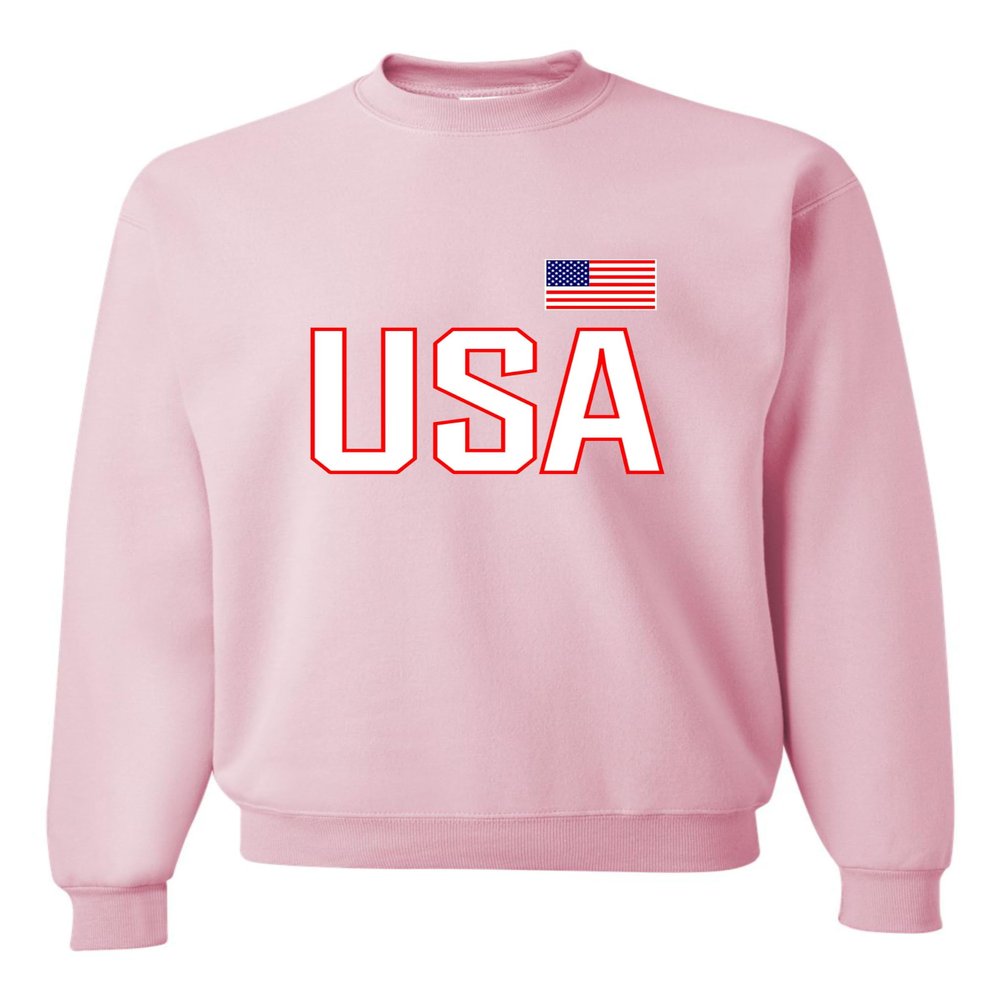 Go All Out Small Classic Pink Mens USA National Pride Sweatshirt Crewneck