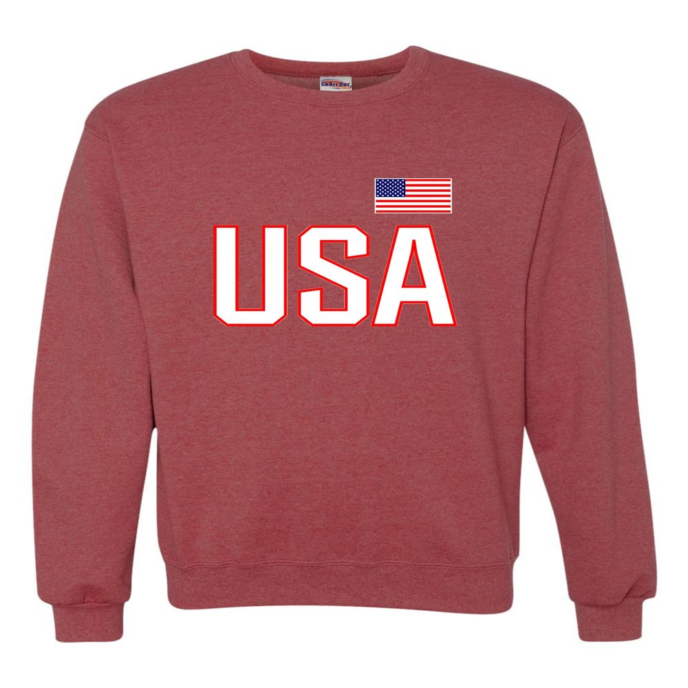 Go All Out 3X-Large Vintage Heather Red Mens USA National Pride Sweatshirt Crewneck