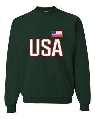 Go All Out Small Forest Green Mens USA National Pride Sweatshirt Crewneck