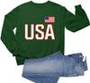 Go All Out Small Forest Green Mens USA National Pride Sweatshirt Crewneck view 3