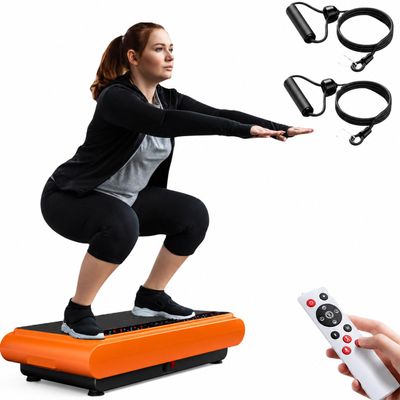 Natini Vibration Plate Exercise Machine with Pilates Bar, Orange