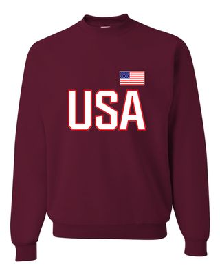 Go All Out Medium Maroon Mens USA National Pride Sweatshirt Crewneck