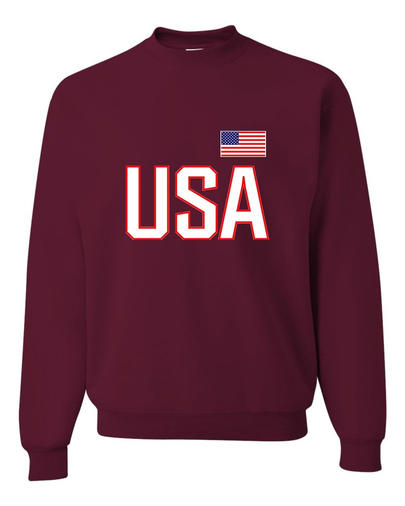 Go All Out Medium Maroon Mens USA National Pride Sweatshirt Crewneck
