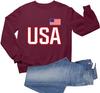 Go All Out Medium Maroon Mens USA National Pride Sweatshirt Crewneck view 3