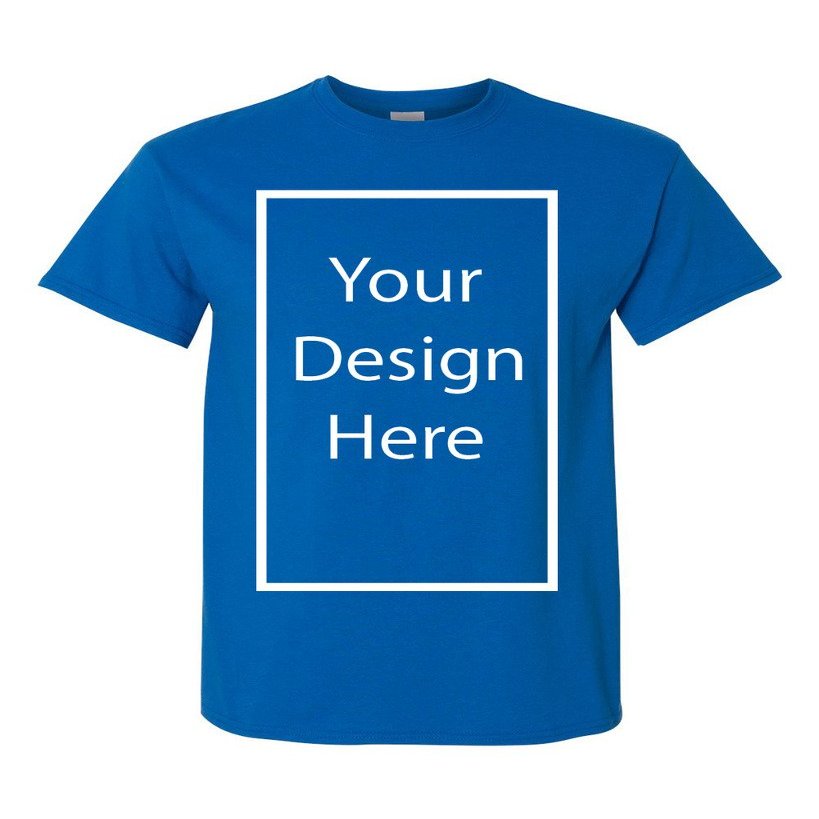 Add Your Own and Text Design Custom Personalized Adult T-Shirt Tee (XXX Large, Neon Blue)