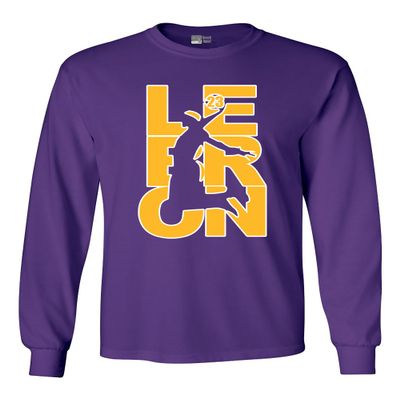 Beach Open Long Sleeve Adult T-Shirt L23 Fan 23 LA Basketball DT (XXX Large, Purple w/Gold White)
