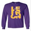 Beach Open Long Sleeve Adult T-Shirt L23 Fan 23 LA Basketball DT (XXX Large, Purple w/Gold White) view 1