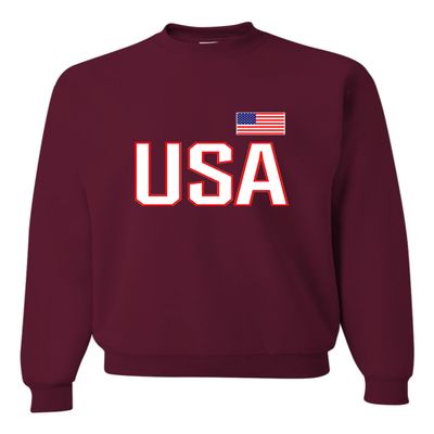 Go All Out 3X-Large Maroon Mens USA National Pride Sweatshirt Crewneck