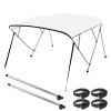 Seamander 3 Bow Marine Grade Polyester Boat Bimini Top, 600D Solution-Dyed Canvas, 4 Adjustable Nylon Straps, 2 Rear Support Poles, 13 Sizes, 10 Colors (4 Bow 8'L x 54" H x 85"-90" W,White) view 1