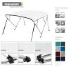 Seamander 3 Bow Marine Grade Polyester Boat Bimini Top, 600D Solution-Dyed Canvas, 4 Adjustable Nylon Straps, 2 Rear Support Poles, 13 Sizes, 10 Colors (4 Bow 8'L x 54" H x 85"-90" W,White) view 2