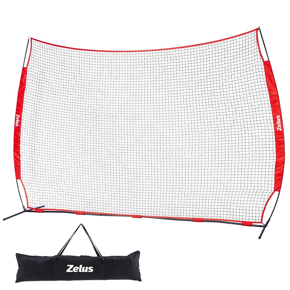 ZELUS 12x 9ft Barricade Backstop, Sports Barrier Nets for Lacrosse, Basketball, Soccer, Field Hockey, Baseball and More