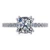 NANA Jewels Silver 7mm (2ct) Cushion Cut Pure Brilliance Zirconia Solitaire w/sides Eng Ring-Rhodium Plated-Size 9.5 view 1