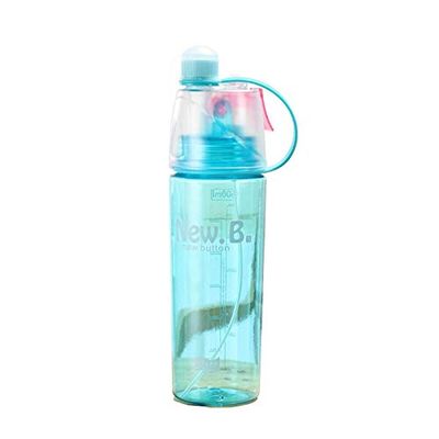 DUOER New 400/600Ml 3 Color Solid Plastic Spray Cool Summer Sport Water Bottle Portable Climbing Outdoor Bike Shaker My Water Bottles (Capacity : 600ml, Color : Blue)
