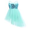 QinCiao Girls Kids Sequins Camisole Ballet Dance Tutu Dress Ballerina Gymnastic Leotard Asymmetrical Skirt Fairy Costume Mint Green 7-8 view 1