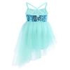 QinCiao Girls Kids Sequins Camisole Ballet Dance Tutu Dress Ballerina Gymnastic Leotard Asymmetrical Skirt Fairy Costume Mint Green 7-8 view 3