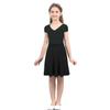QinCiao Girls Knee Length High Waist A-Line Pleated Skater Skirt Plain Casual School Uniform Party Dance Modest Skirts Black 10 view 4